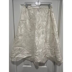 MSK Ivory Embroidered A-Line Skirt Midi Length Women's Size L